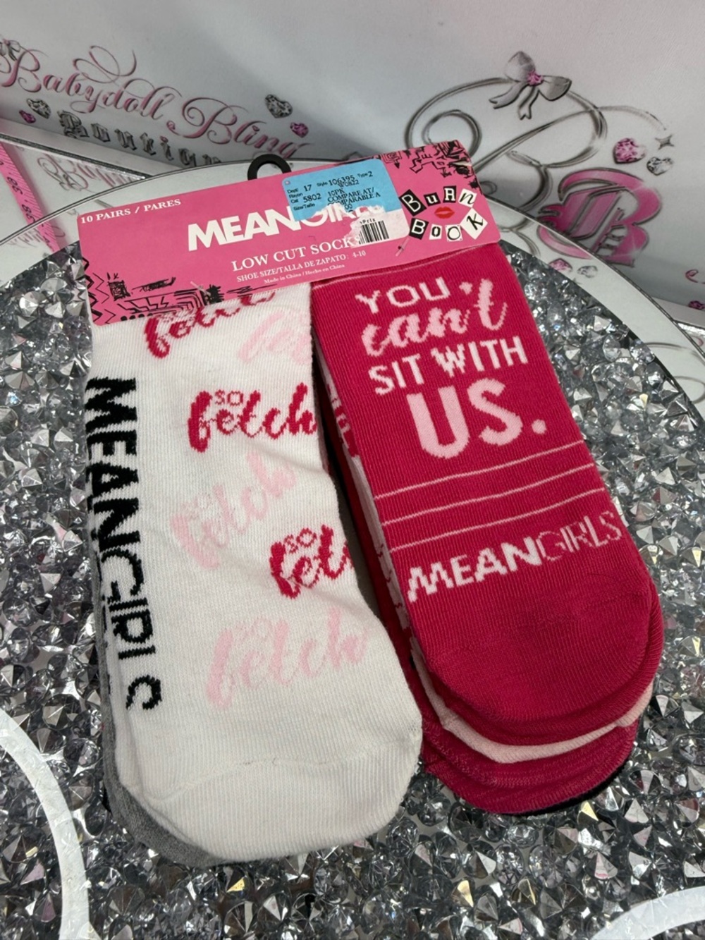 Mean Girls socks brand new Low Cut Socks - Pink & White - 10 Pairs